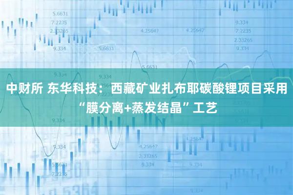 中财所 东华科技：西藏矿业扎布耶碳酸锂项目采用“膜分离+蒸发结晶”工艺